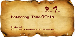 Matecsny Teodózia névjegykártya